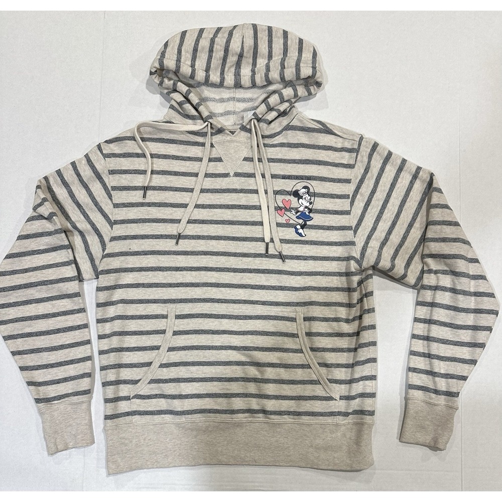 Disney Cruise Line Minnie Mouse Sailor Pullover Hoodie Long Sleeve Striped XS